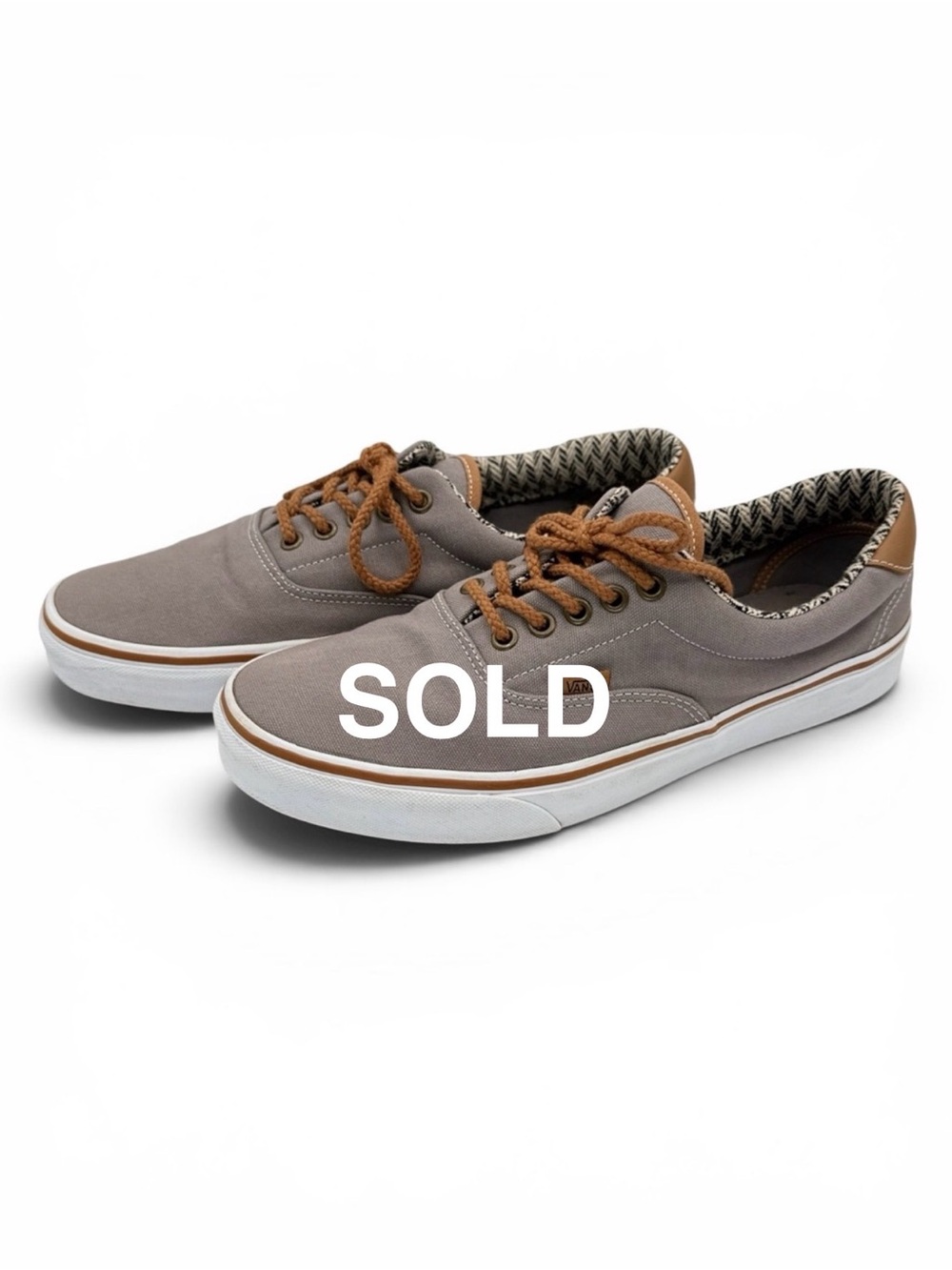 Vans Era C&L Grey Herringbone Low Top Sneakers Unisex Size Men's 10 Women's 11.5